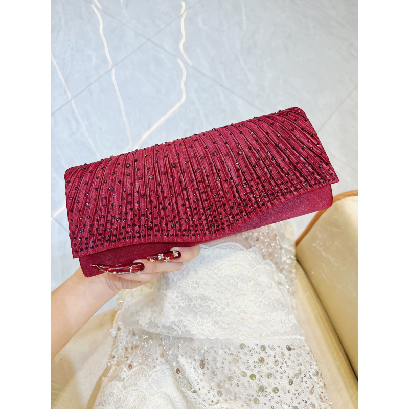 Clutch Bag Evening - กระเป๋าคลัทช์เพชรหรูหราสำหรับผู้หญิง กระเป๋าออกงานกลางคืน กระเป๋าสะพายโซ่ กระเป๋าถือสุภาพสตรี