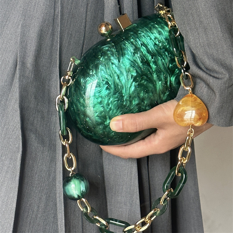 Women Bags Green - จัดเลี้ยงใหม่กระเป๋าคลัทช์อะคริลิคสำหรับสุภาพสตรีกระเป๋าสะพายไหล่สีเขียวเปลือกหอยสำหรับงานราตรีกระเป๋าสำหรับผู้หญิง