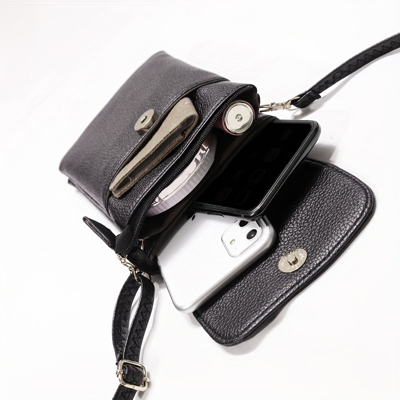 Women Bags Rack - กระเป๋าหนังผู้หญิงแบบสะพายข้าง กระเป๋าสะพายไหล่ใบเล็ก กระเป๋าสตางค์แบบซิปคู่ ช่องใส่บัตรหลายช่อง กระเป๋าสะพายขนาดเล็ก