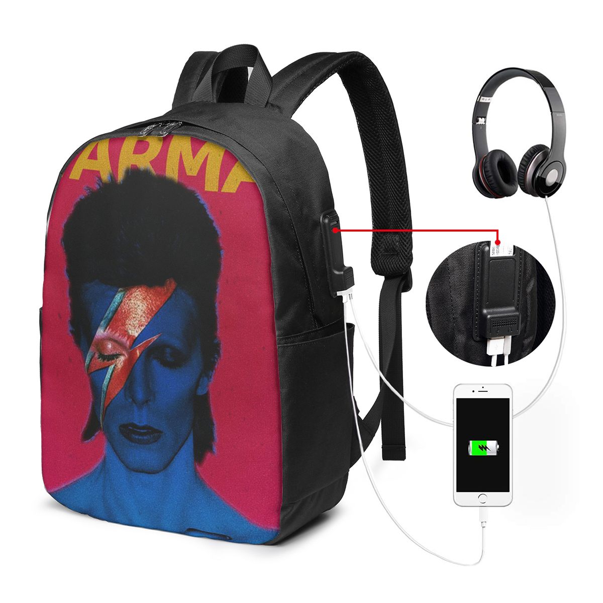 Women Bags For Laptop - เดวิด โบวีด์กระเป๋าเป้สะพายหลังกระเป๋าใส่โน๊ตบุ๊คสำหรับเดินทางคอมพิวเตอร์กระเป๋านักเรียนวิทยาลัยกระเป๋าใส่แล็ปท็อปกระเป๋าสะพายสำหรับผู้ชายผู้หญิง