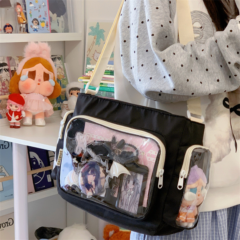 Women Bags Rack - กระเป๋าสะพายข้างใสสุดฮิตสำหรับสาวๆ ความจุเยอะ สไตล์นักเรียน สะพายไหล่สบาย ใช้งานได้หลากหลาย กระเป๋าอิตะ