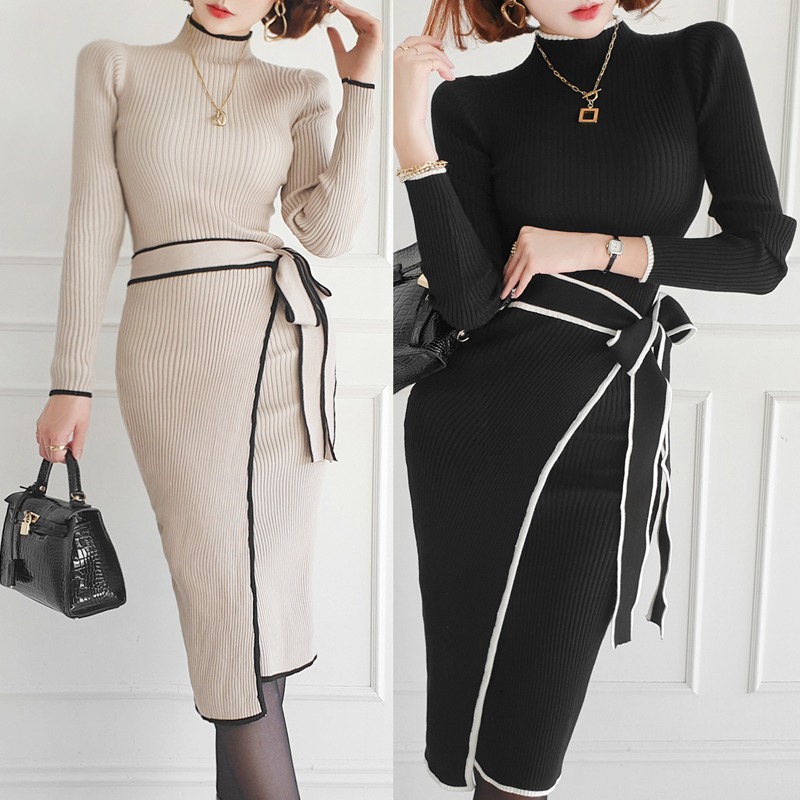 เดรสไหมพรมทรงเข้ารูปสไตล์เกาหล - Women Bags Ru บทวิจารณ์และราคา