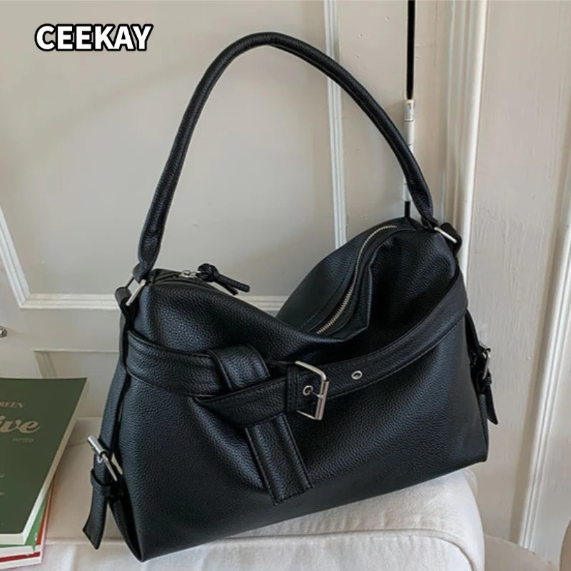 Y2k กระเป๋าโท้ทสีดำขนาดใหญ่สไต - Women'S Young Bags บทวิจารณ์และราคา