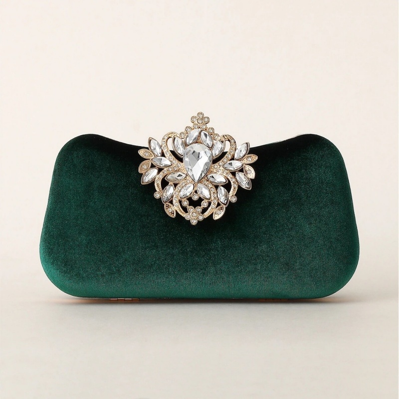 กระเป๋าคลัทช์กำมะหยี่สีเขียวเข - Women Bags Green บทวิจารณ์และราคา