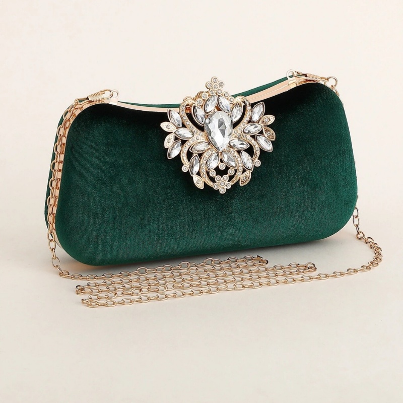 กระเป๋าคลัทช์กำมะหยี่สีเขียวเข - Women Bags Green บทวิจารณ์และราคา