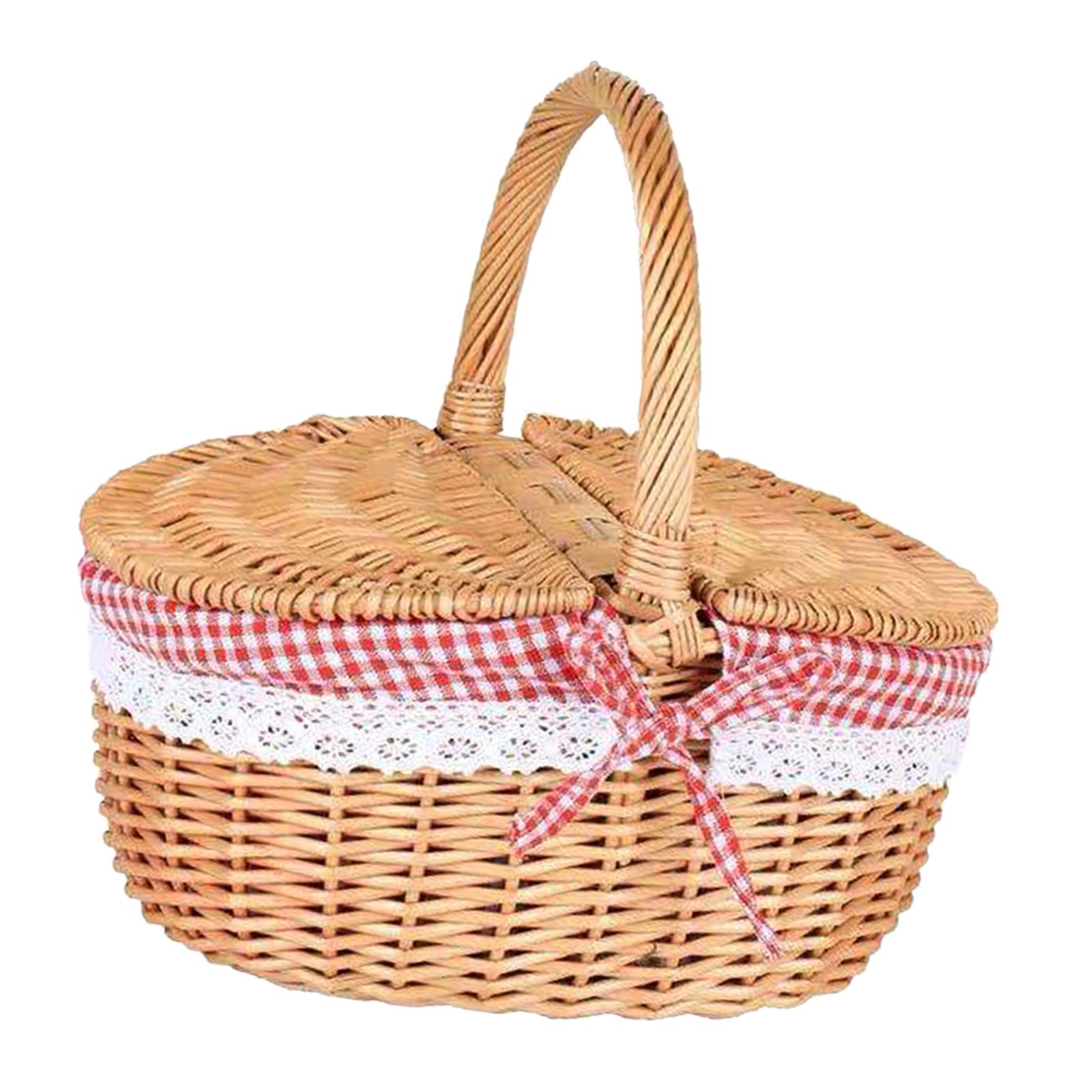 ตะกร้าปิกนิกหวายทอมือพร้อมซับใ - Basket Bag Wicker บทวิจารณ์และราคา