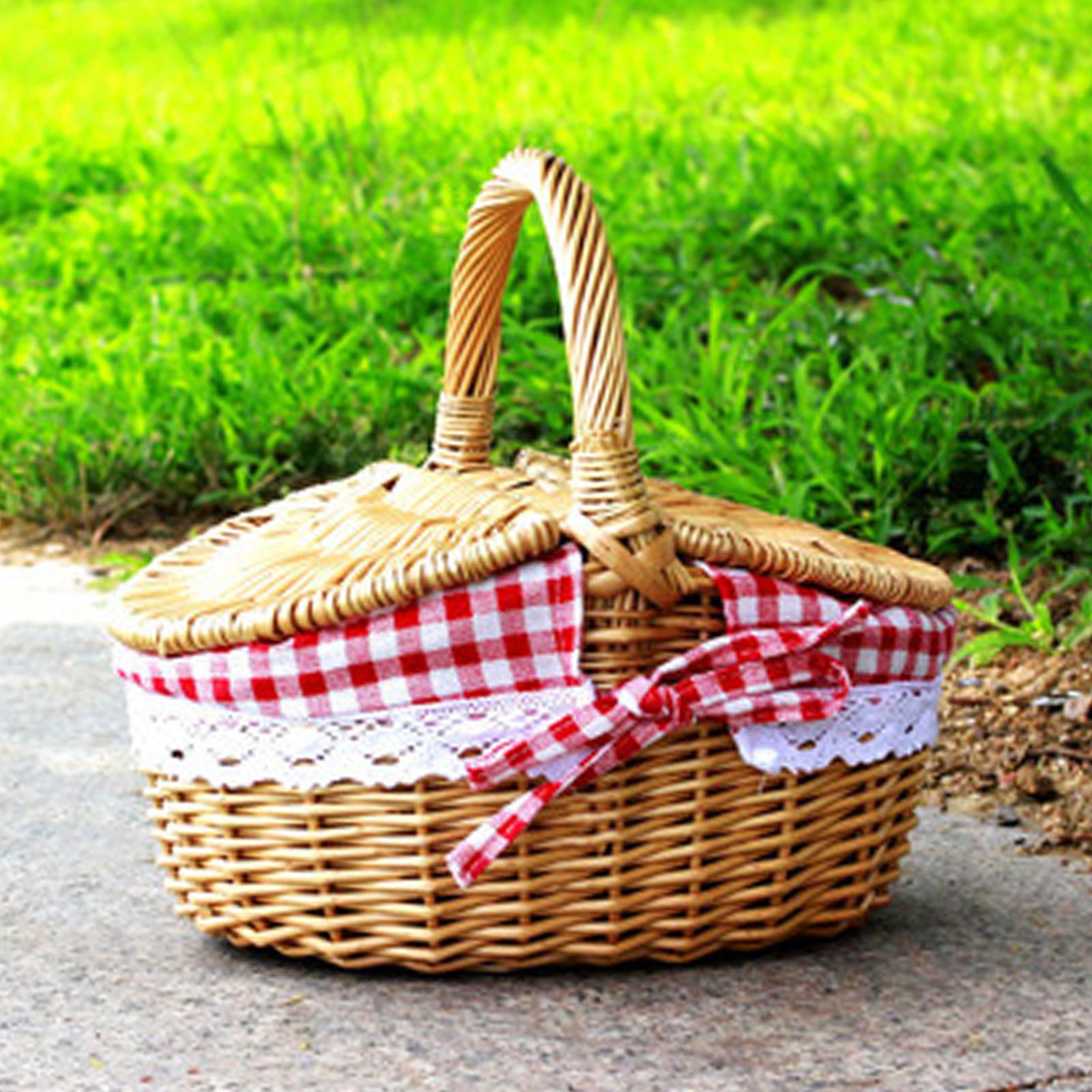 ตะกร้าปิกนิกหวายทอมือพร้อมซับใ - Basket Bag Wicker บทวิจารณ์และราคา
