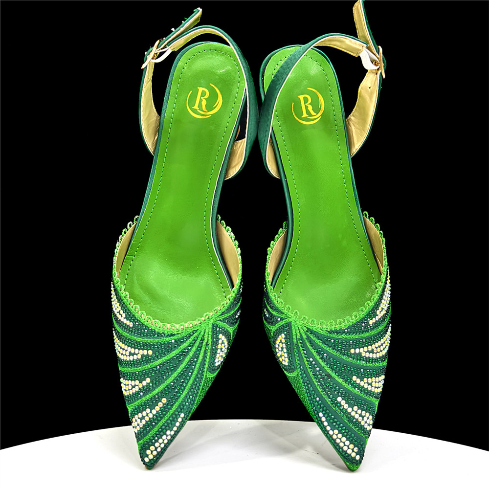 รองเท้าส้นสูงประดับคริสตัลสีเข - Women Bags Green บทวิจารณ์และราคา