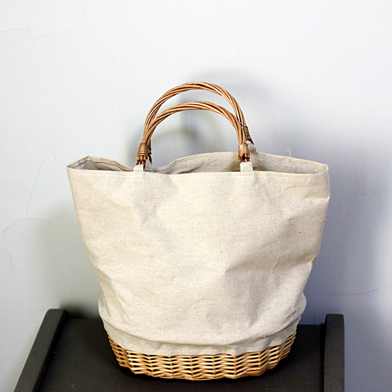 กระเป๋าหวายสานลายปะผ้าลินิน กร - Basket Bag Wicker บทวิจารณ์และราคา