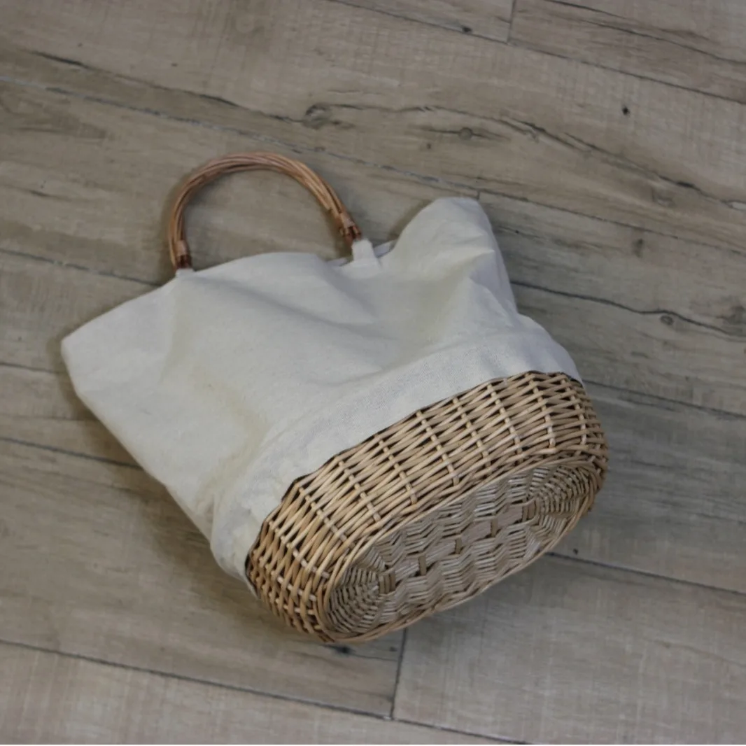 กระเป๋าหวายสานลายปะผ้าลินิน กร - Basket Bag Wicker บทวิจารณ์และราคา