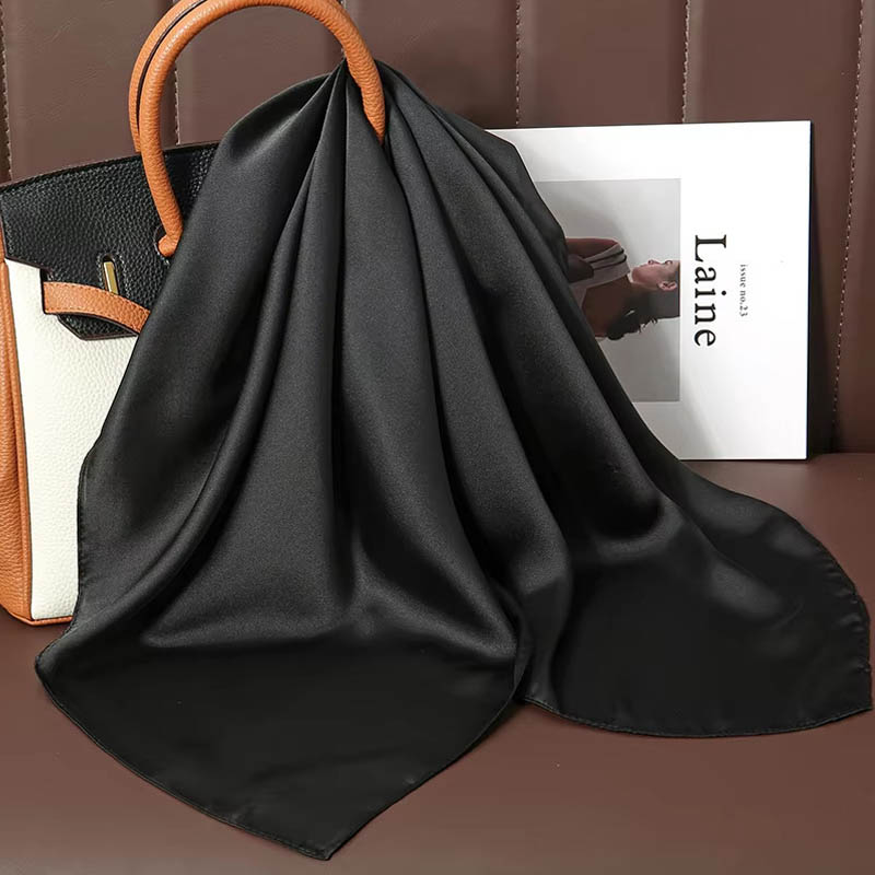 ผ้าพันคอไหมสีพื้นหรูหรา ผ้าซาต - Women Bags For Office บทวิจารณ์และราคา