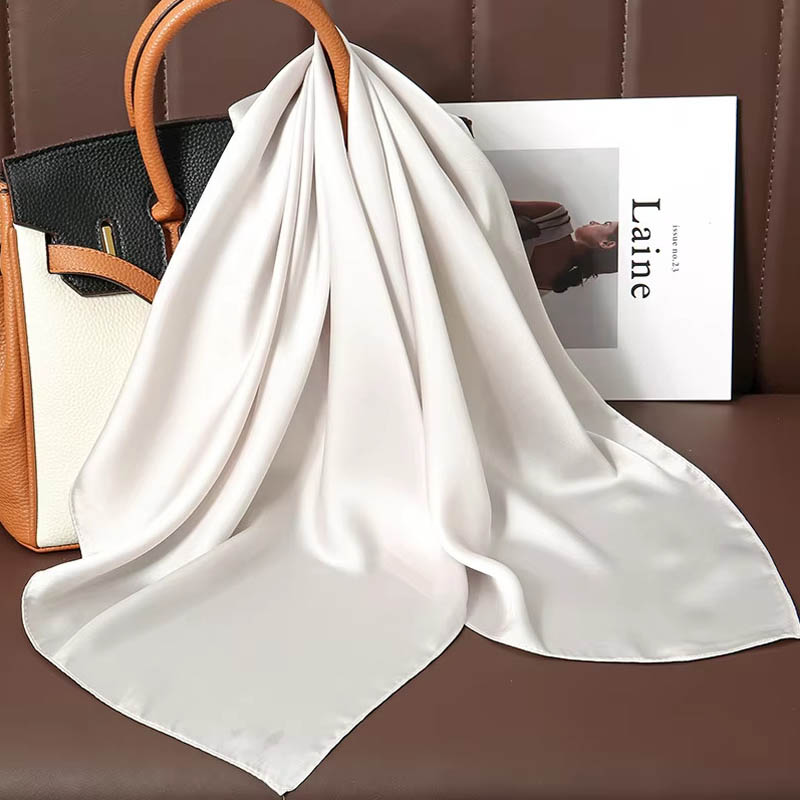 ผ้าพันคอไหมสีพื้นหรูหรา ผ้าซาต - Women Bags For Office บทวิจารณ์และราคา