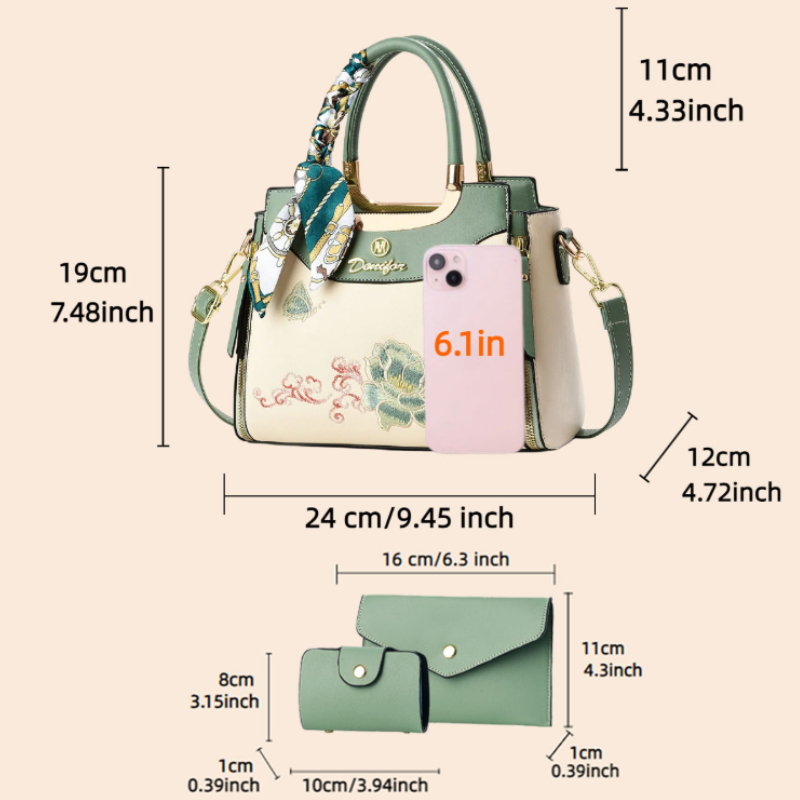 ชุดกระเป๋าถือปักลาย 3 ชิ้น ประ - Women Bags Rack บทวิจารณ์และราคา