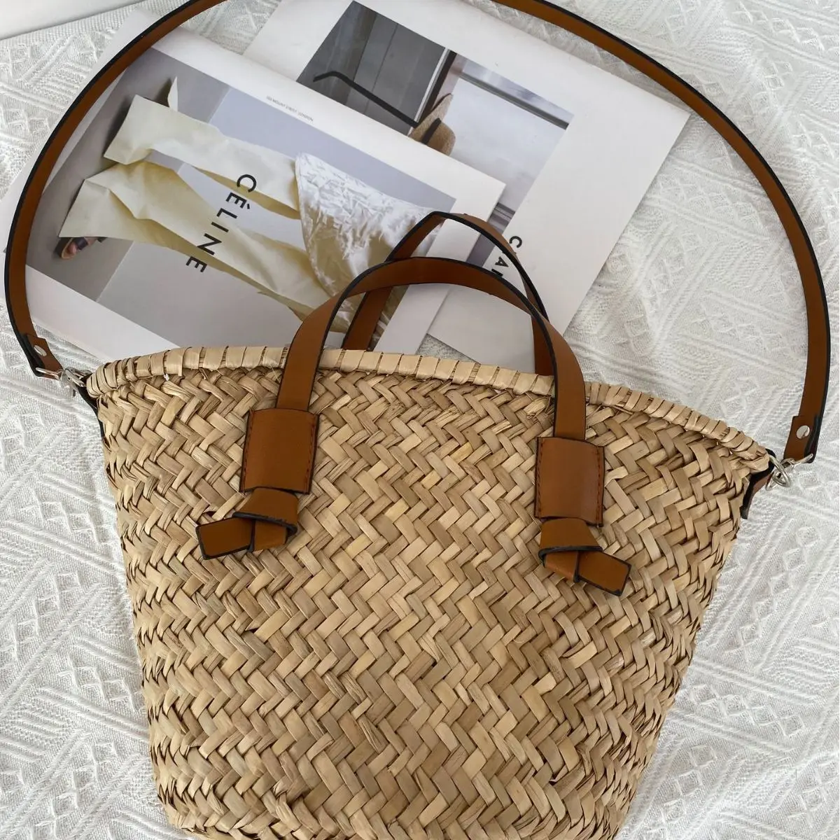 กระเป๋าสานสานสไตล์โบฮีเมียนสำห - Basket Bag Wicker บทวิจารณ์และราคา